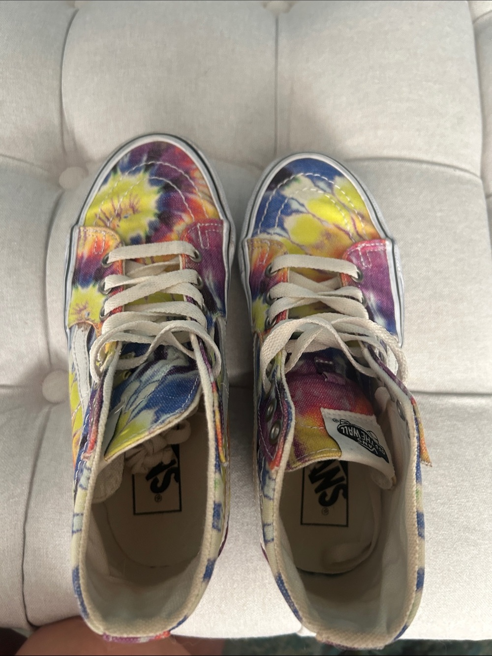 Vans High-Top Tie-Dye Sneakers in Yellow, Purple, Blue, Pink - Picture 7 of 9